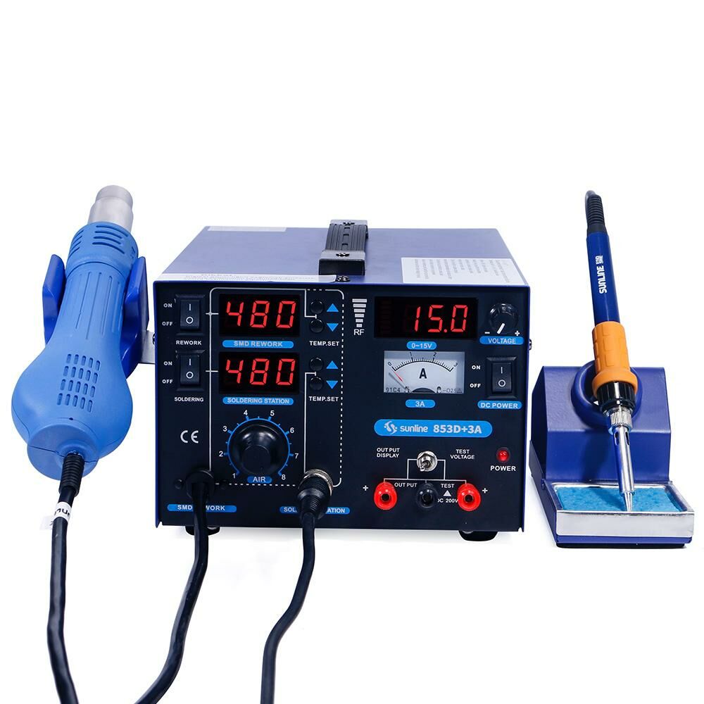 Sunline 853D 3A Güç Kaynaklı Lehimleme ve Lehim Söküm İstasyonu