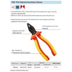 Proskit PM-912 VDE 1000V 175mm İzoleli Elektrikçi Pense