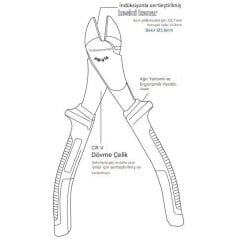 Proskit PM-916 VDE 1000V İzoleli Ağır Hizmet Elektrikçi Yan Keski