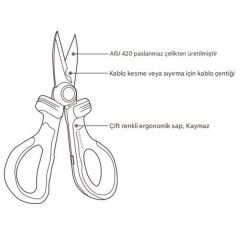 Proskit SR-V336 VDE 1000V İzoleli Elektrikçi Makası