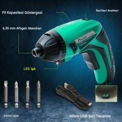 Proskit PT-1362U 3.6V Li-Ion USB Kablosuz Şarjlı Tornavida