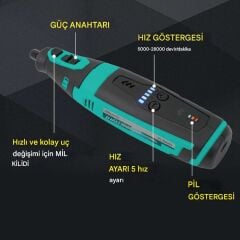 Proskit PT-5208U 8V Şarjlı Mini Matkap Ve Taşlama Cihazı