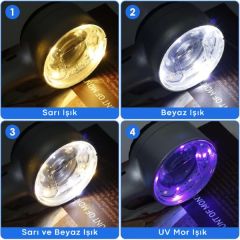 Skalalı Işıklı Büyüteç 30X Şarj Edilebilir | 4 Renkli Led