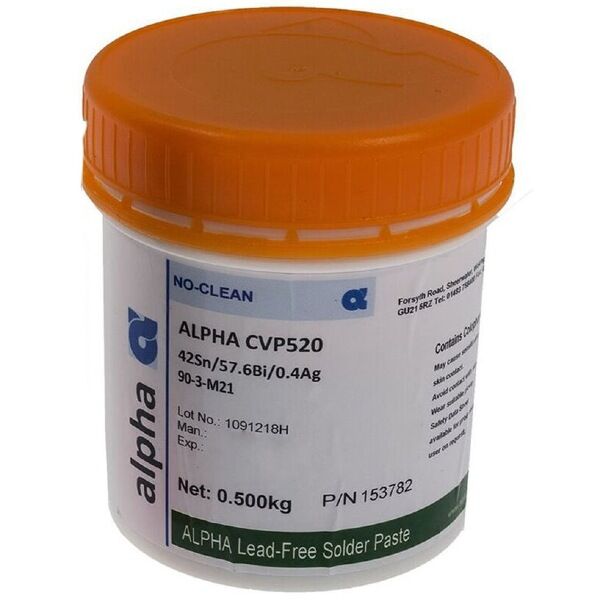ALPHA CVP520 Düşük Sıcaklıkta Eriyen Kurşunsuz Krem Lehim