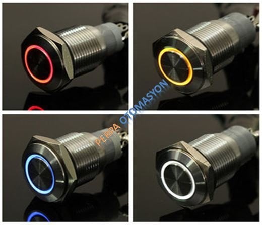 16mm Ledli Kalıcı Metal Su Geçirmez Buton