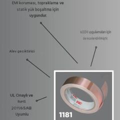 3M Scotch 1181 EMI İletken Bakır Bant 50mmx16,5m