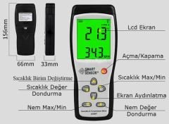 Smart Sensör AS847 Problu Sıcaklık ve Nem Ölçer