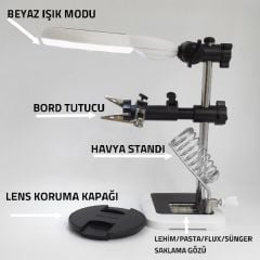 MG16129-15LC Büyüteçli Bord Tutucu Havya Standı