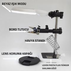 MG16129-15LC Büyüteçli Bord Tutucu Havya Standı