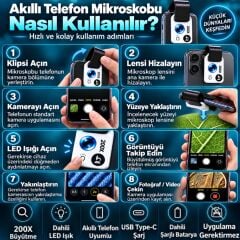 MB200X Telefona Takılabilen Mikroskop | 200X Büyütme