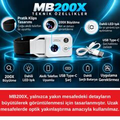 MB200X Telefona Takılabilen Mikroskop | 200X Büyütme