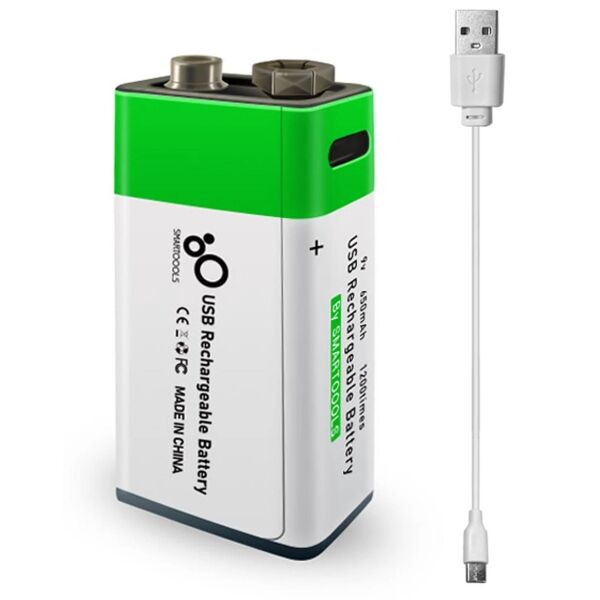 9V 650mAh Type-C Usb Şarjlı Pil