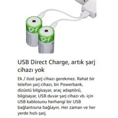 1.5V 5000mAh D Boy LR20  Usb Şarjlı Pil (2'li Paket)