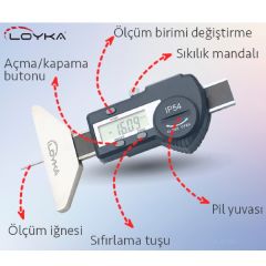 Loyka 5114-25 Dijital Lastik Derinlik Kumpası 0-25 mm