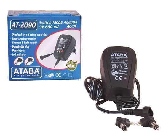 ATABA AT-2090 9V 660 MA ÇİFT JACKLI ADAPTÖR