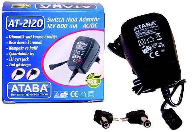 Ataba AT-2120 12V 600 ma Çift Jacklı Adaptör