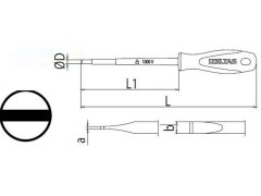 İzeltaş 1000V 185mm İzoleli Elektrikçi Düz Uçlu Tornavida