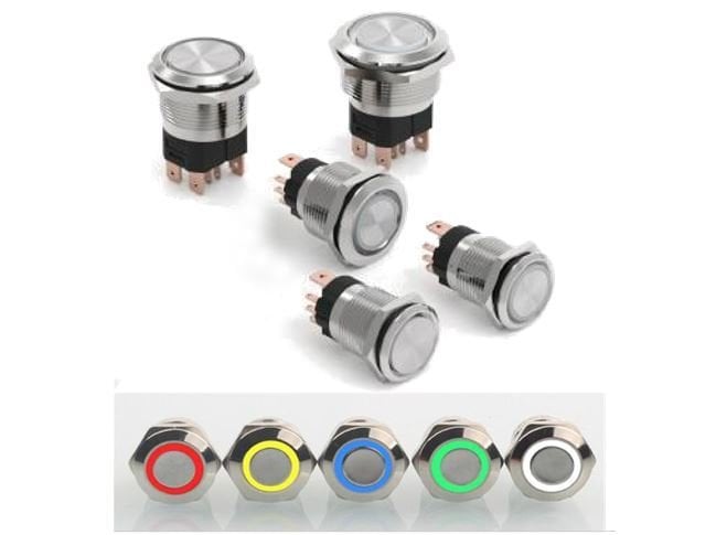 16mm IP67 Led Işıklı 20A Metal Yaylı Buton