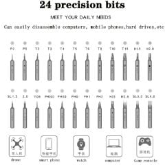 24 Parça Şarjlı Cep Telefonu Tamir Tornavida Seti
