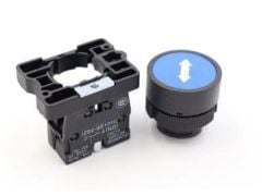 Lay5-EA3381 İşaretli Mavi 22mm Plastik Yaylı Buton