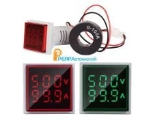 22mm Kare LED Dijital Göstergeli Voltmetre Ampermetre
