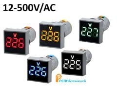 22mm Led Dijital Göstergeli Voltmetre Kare Sinyal Lambası