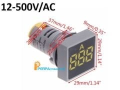 22mm Led Dijital Göstergeli Voltmetre Kare Sinyal Lambası