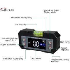Loyka 5346 Mini Su Terazali Dijital Eğim Ölçer