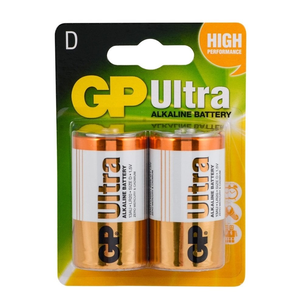 GP 13AU LR20 D Size Alkalin Pil (2 li Blister)