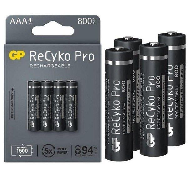 Gp Recyko Pro 4'lü 800Mah R03 AAA Ni-Mh Şarjlı İnce Kalem Pil