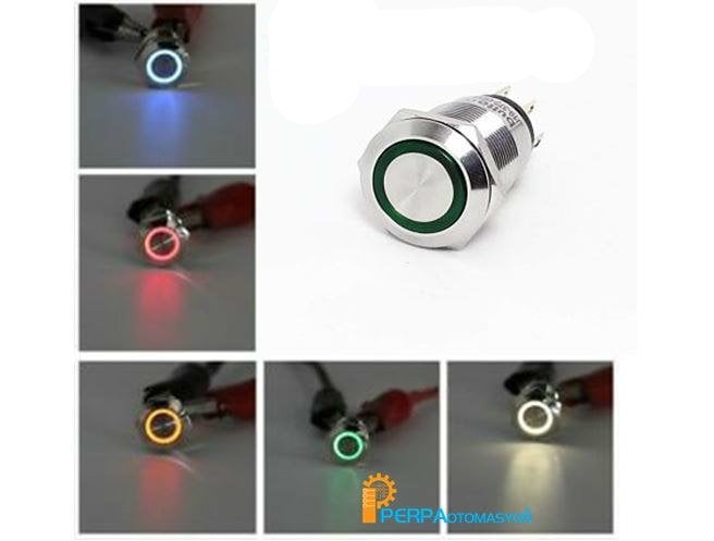 19 mm Işıklı Kalıcı Metal Buton IP67