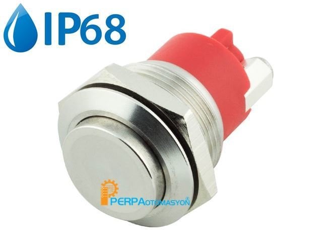 19mm IP68 Metal Yaylı Buton Çıkık Kafa