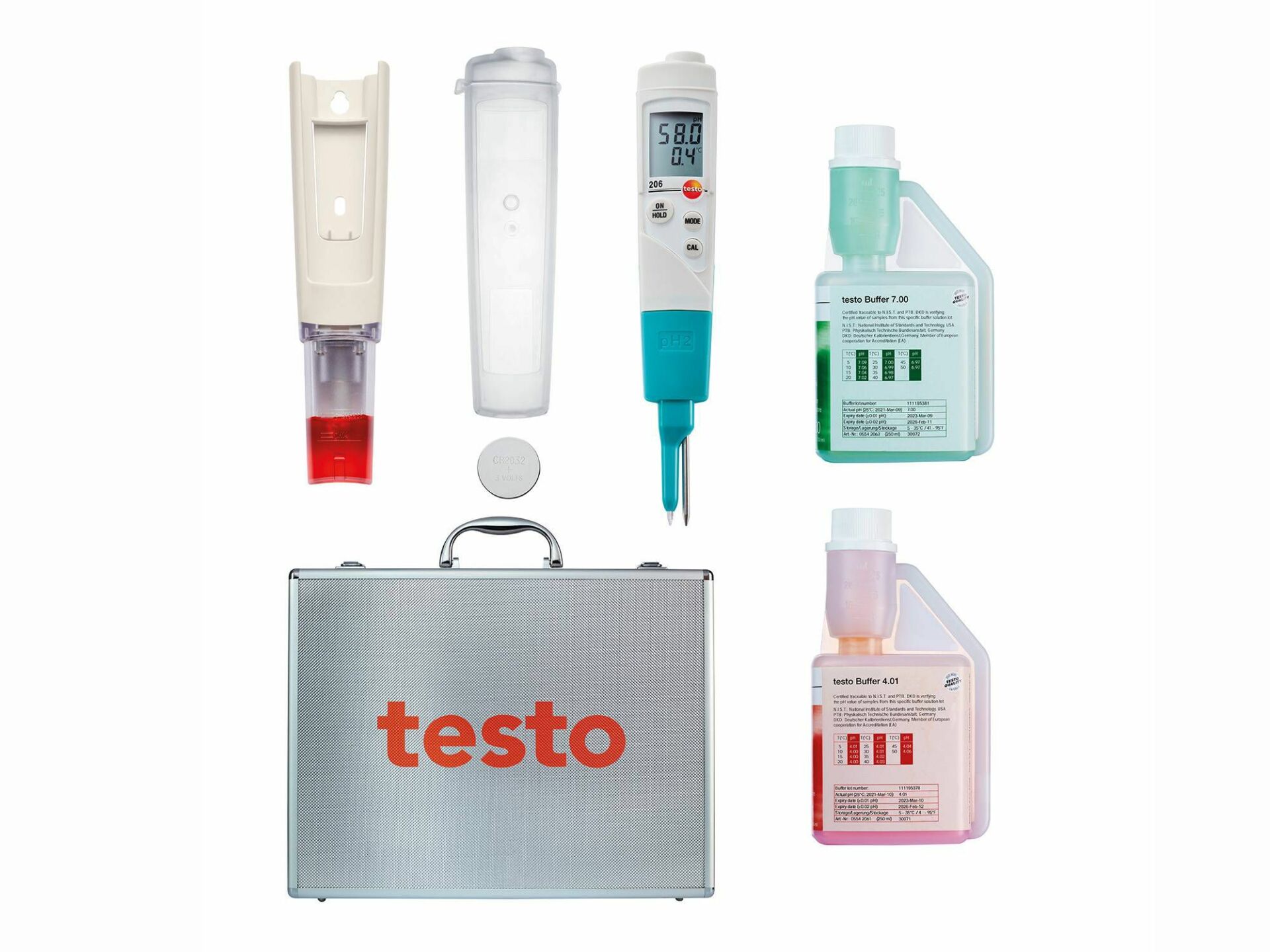 Testo 206 pH2 pH ve Sıcaklık Ölçer (Yarı-Katı Gıda) Çantalı Set