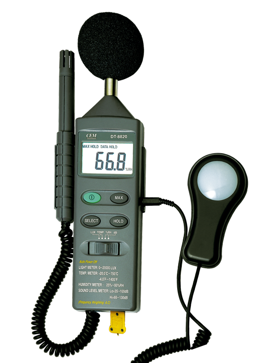 CEM DT 8820 Dördü Birarada Isı,Nem,Işık ve Ses Ölçer