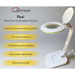 Flexi Masaüstü Büyüteç | Ayarlanabilir Kademeli Led Aydınlatmalı
