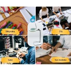 Flexi Masaüstü Büyüteç | Ayarlanabilir Kademeli Led Aydınlatmalı