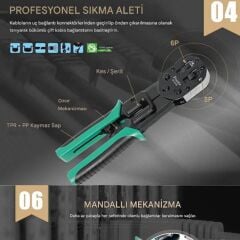 Proskit CP-376N Profesyonel EZ-RJ45 Konnektör Sıkma Pensesi