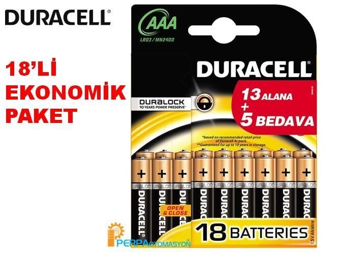 Duracell Alkalin AAA İnce Kalem Pil 18'li Paket