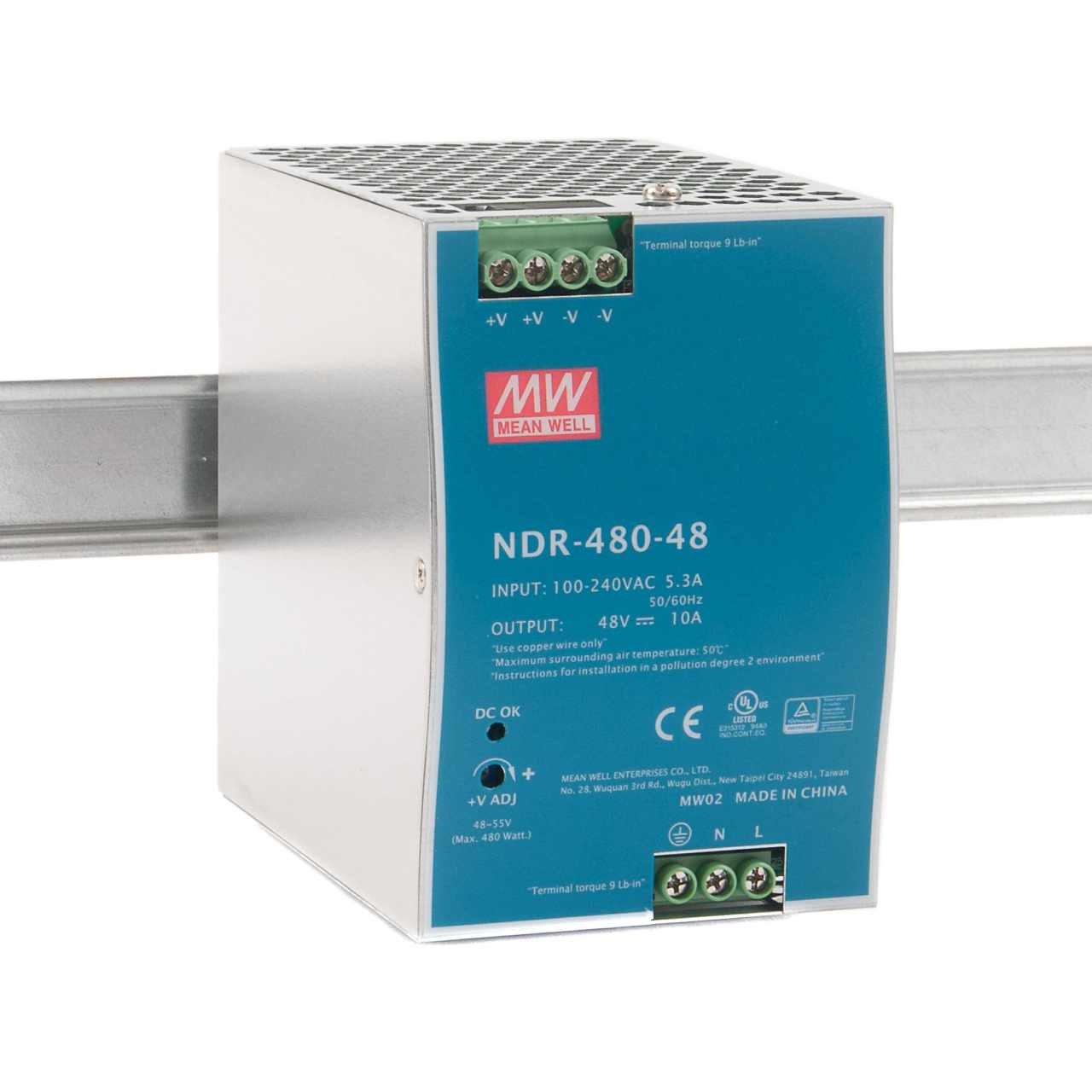 NDR-480-48 480W 48VDC 10A Ray Montaj Güç Kaynağı