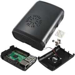 Raspberry Pi B+/2/3 Fanlı Siyah Kasa