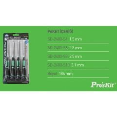 Proskit SD-2404 4 Parça Çatal Tornavida Seti