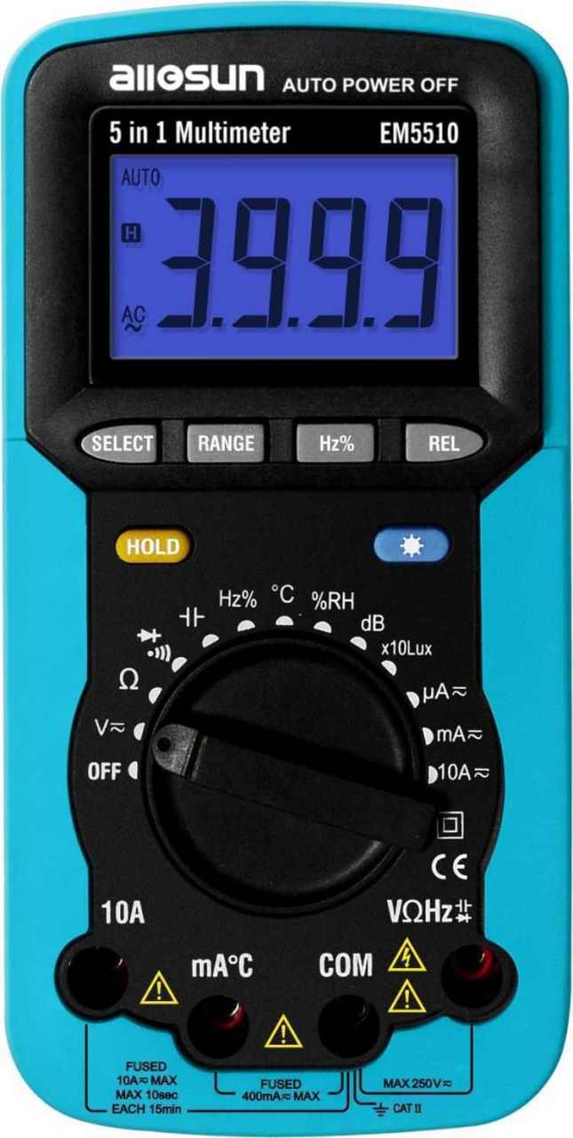 EM5510 5 in 1 Lüx-Nem-Isı-Desibel Amper Voltaj Ölçü Aleti