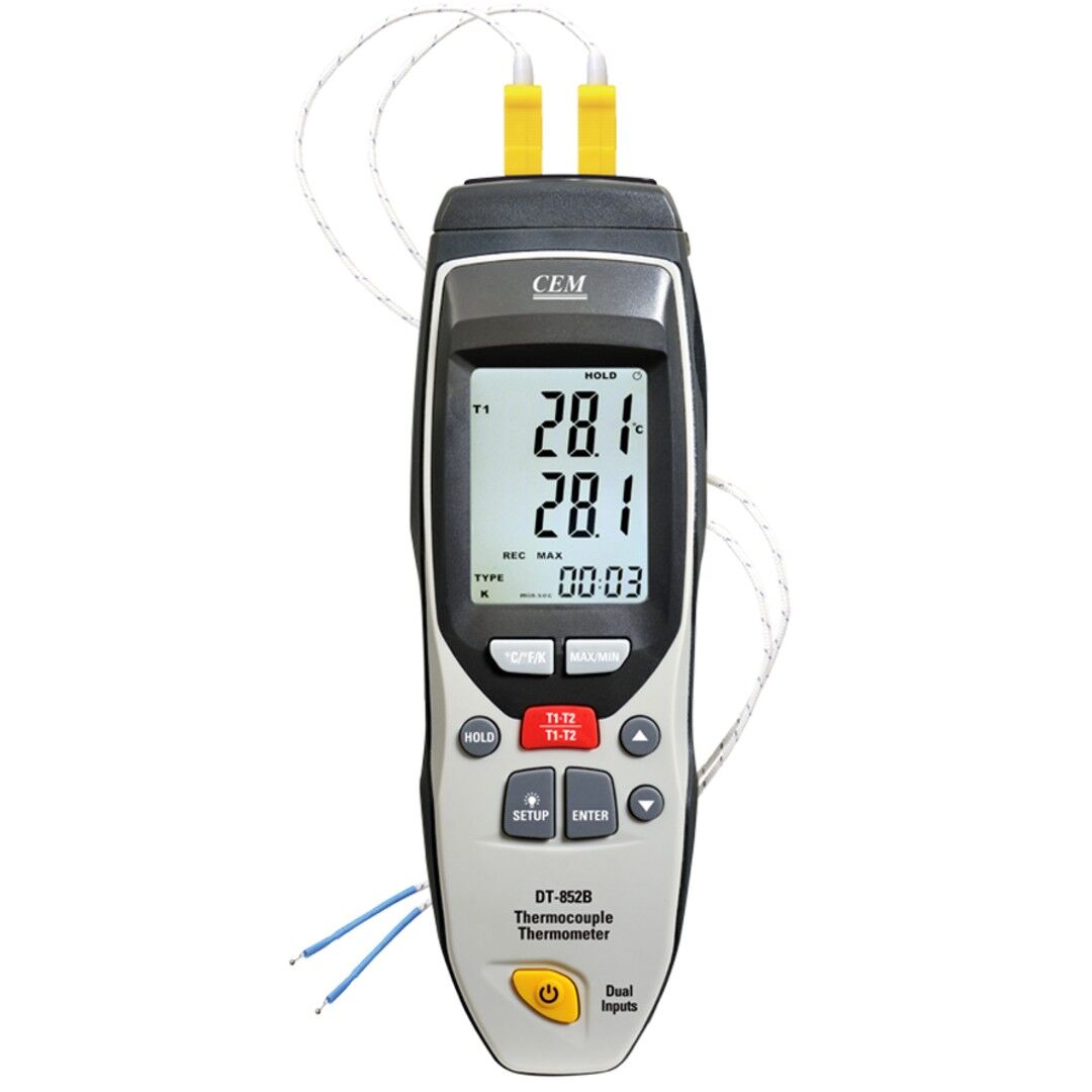 CEM DT-852B Dijital Çift Girişli Termokupl Termometre (Tip K ve J)