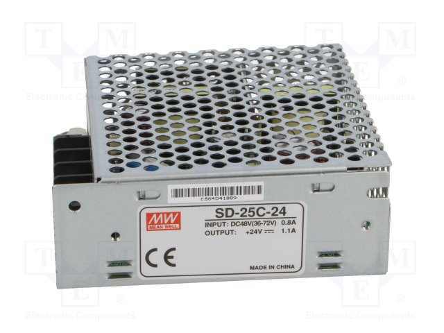 Mean Well SD-25C-12 Tek Çıkış 36~72V Giriş 12V Çıkış DC-DC Converter