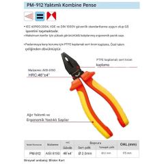 Proskit PM-912 VDE 1000V 175mm İzoleli Elektrikçi Pense