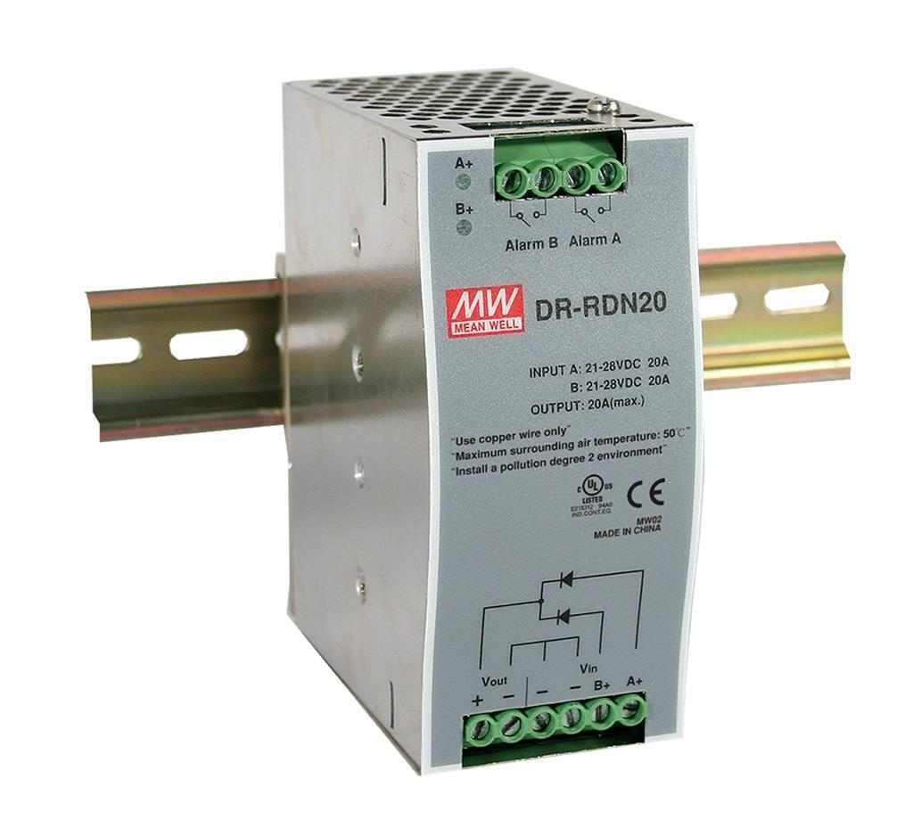 21-28DC 24DC 20A Redundant Module Ray Montaj Güç Kaynağı - DR-RDN20