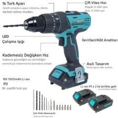 Proskit PT-1801F 18V Li-Ion Şarjlı Darbeli Matkap Vidalama