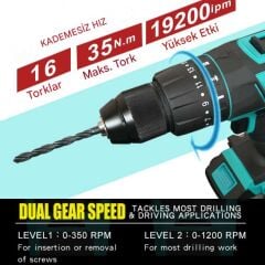 Proskit PT-1801F 18V Li-Ion Şarjlı Darbeli Matkap Vidalama