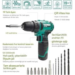Proskit PT-1216F 12V Li-Ion Şarjlı Matkap Vidalama