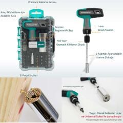 Proskit SD-2325 25 Parça T-Saplı Cırcır Anahtar Seti